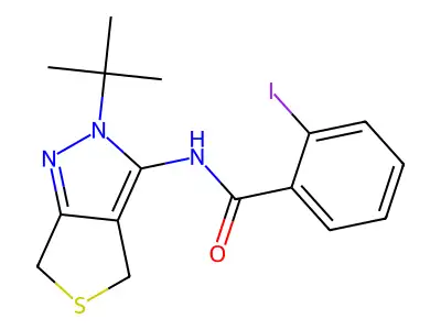 N-(2-(tert-butyl)-4,6-dihydro-2H-thieno[3,4-c]pyrazol-3-yl)-2-iodobenzamide structure