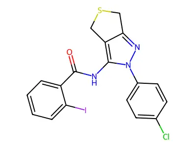 N-(2-(4-chlorophenyl)-4,6-dihydro-2H-thieno[3,4-c]pyrazol-3-yl)-2-iodobenzamide structure