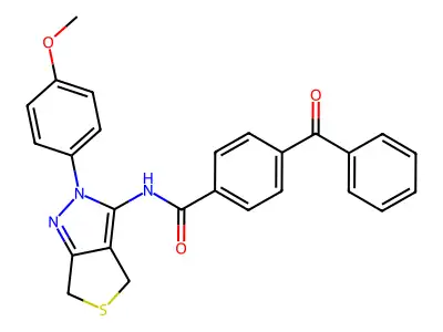 4-benzoyl-N-[2-(4-methoxyphenyl)-4,6-dihydrothieno[3,4-c]pyrazol-3-yl]benzamide structure