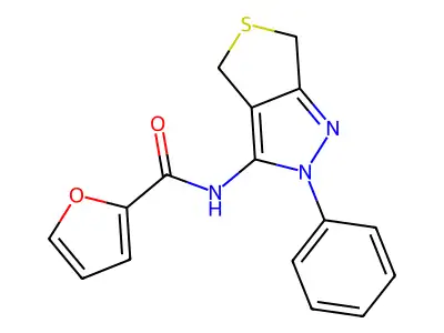 N-(2-phenyl-4,6-dihydrothieno[3,4-c]pyrazol-3-yl)furan-2-carboxamide structure