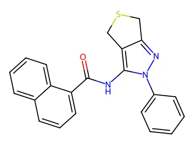 N-(2-phenyl-4,6-dihydro-2H-thieno[3,4-c]pyrazol-3-yl)-1-naphthamide structure