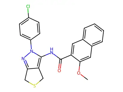 N-(2-(4-chlorophenyl)-4,6-dihydro-2H-thieno[3,4-c]pyrazol-3-yl)-3-methoxy-2-naphthamide structure