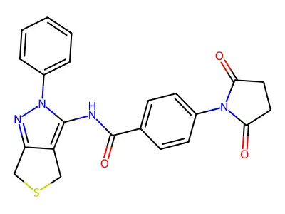 4-(2,5-dioxopyrrolidin-1-yl)-N-(2-phenyl-4,6-dihydrothieno[3,4-c]pyrazol-3-yl)benzamide structure