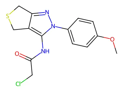 2-chloro-N-[2-(4-methoxyphenyl)-4,6-dihydrothieno[3,4-c]pyrazol-3-yl]acetamide structure