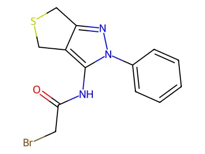 2-bromo-N-(2-phenyl-4,6-dihydrothieno[3,4-c]pyrazol-3-yl)acetamide structure