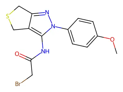 2-bromo-N-[2-(4-methoxyphenyl)-4,6-dihydrothieno[3,4-c]pyrazol-3-yl]acetamide structure