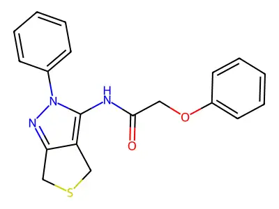 2-phenoxy-N-(2-phenyl-4,6-dihydro-2H-thieno[3,4-c]pyrazol-3-yl)acetamide structure