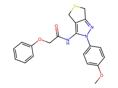 N-[2-(4-methoxyphenyl)-4,6-dihydrothieno[3,4-c]pyrazol-3-yl]-2-phenoxyacetamide structure