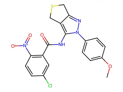 5-chloro-N-(2-(4-methoxyphenyl)-4,6-dihydro-2H-thieno[3,4-c]pyrazol-3-yl)-2-nitrobenzamide structure