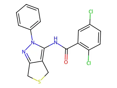 2,5-dichloro-N-(2-phenyl-4,6-dihydro-2H-thieno[3,4-c]pyrazol-3-yl)benzamide structure