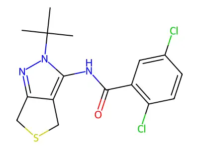 N-(2-tert-butyl-4,6-dihydrothieno[3,4-c]pyrazol-3-yl)-2,5-dichlorobenzamide structure