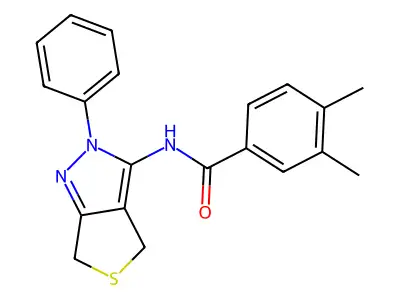 3,4-dimethyl-N-(2-phenyl-4,6-dihydrothieno[3,4-c]pyrazol-3-yl)benzamide structure