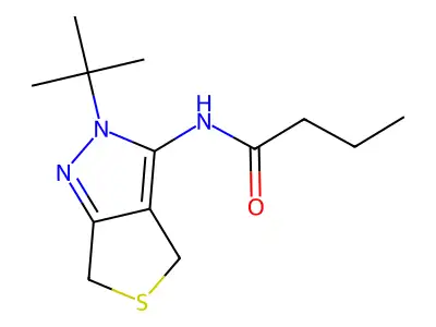 N-(2-(tert-butyl)-4,6-dihydro-2H-thieno[3,4-c]pyrazol-3-yl)butyramide structure