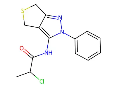 2-chloro-N-(2-phenyl-4,6-dihydrothieno[3,4-c]pyrazol-3-yl)propanamide structure
