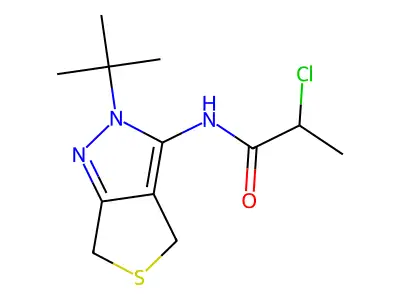 N-(2-tert-butyl-4,6-dihydrothieno[3,4-c]pyrazol-3-yl)-2-chloropropanamide structure