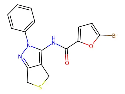 5-bromo-N-(2-phenyl-4,6-dihydrothieno[3,4-c]pyrazol-3-yl)furan-2-carboxamide structure