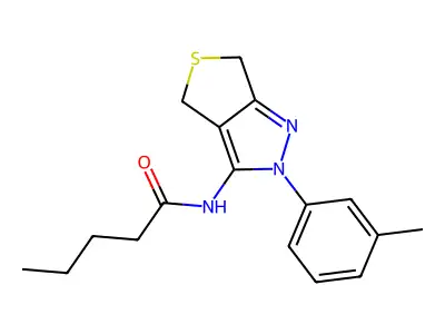 N-[2-(3-methylphenyl)-4,6-dihydrothieno[3,4-c]pyrazol-3-yl]pentanamide structure