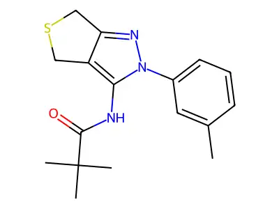 N-(2-(m-tolyl)-4,6-dihydro-2H-thieno[3,4-c]pyrazol-3-yl)pivalamide structure