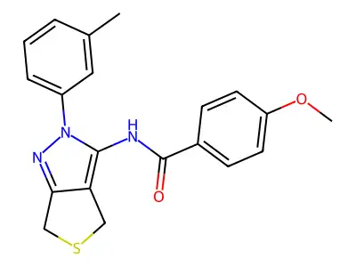 4-methoxy-N-(2-(m-tolyl)-4,6-dihydro-2H-thieno[3,4-c]pyrazol-3-yl)benzamide structure
