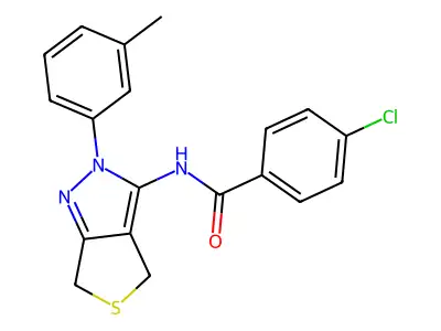 4-chloro-N-(2-(m-tolyl)-4,6-dihydro-2H-thieno[3,4-c]pyrazol-3-yl)benzamide structure