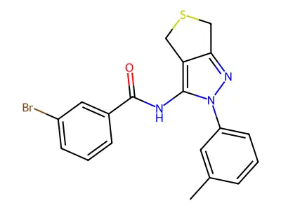 3-bromo-N-[2-(3-methylphenyl)-4,6-dihydrothieno[3,4-c]pyrazol-3-yl]benzamide structure