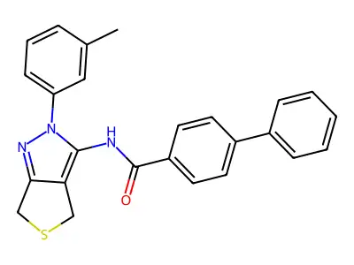 N-[2-(3-methylphenyl)-4,6-dihydrothieno[3,4-c]pyrazol-3-yl]-4-phenylbenzamide structure