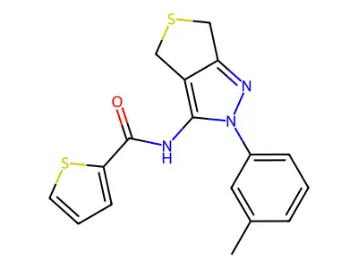 N-(2-(m-tolyl)-4,6-dihydro-2H-thieno[3,4-c]pyrazol-3-yl)thiophene-2-carboxamide structure