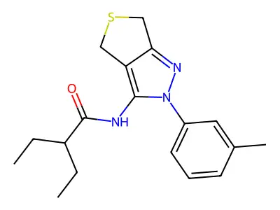2-ethyl-N-[2-(3-methylphenyl)-4,6-dihydrothieno[3,4-c]pyrazol-3-yl]butanamide structure