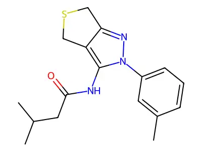 3-methyl-N-(2-(m-tolyl)-4,6-dihydro-2H-thieno[3,4-c]pyrazol-3-yl)butanamide structure
