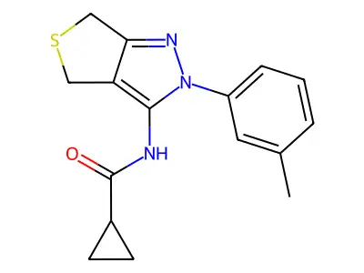 N-(2-(m-tolyl)-4,6-dihydro-2H-thieno[3,4-c]pyrazol-3-yl)cyclopropanecarboxamide structure