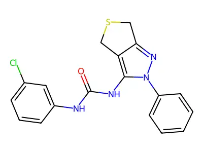 1-(3-chlorophenyl)-3-(2-phenyl-4,6-dihydro-2H-thieno[3,4-c]pyrazol-3-yl)urea structure