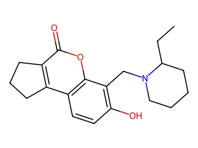 6-((2-ethylpiperidin-1-yl)methyl)-7-hydroxy-2,3-dihydrocyclopenta[c]chromen-4(1H)-one structure