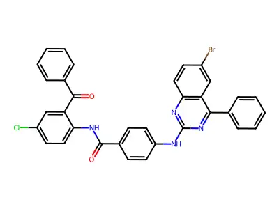 N-(2-benzoyl-4-chlorophenyl)-4-[(6-bromo-4-phenylquinazolin-2-yl)amino]benzamide structure