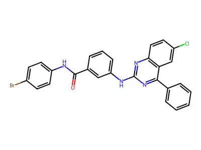 N-(4-bromophenyl)-3-[(6-chloro-4-phenylquinazolin-2-yl)amino]benzamide structure