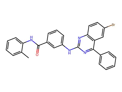 3-[(6-bromo-4-phenylquinazolin-2-yl)amino]-N-(2-methylphenyl)benzamide structure