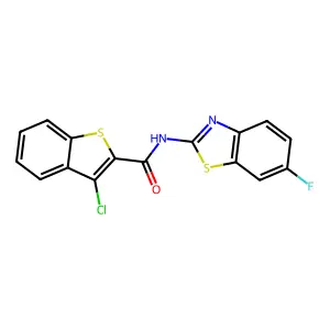 3-chloro-N-(6-fluoro-1,3-benzothiazol-2-yl)-1-benzothiophene-2-carboxamide structure