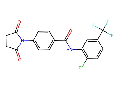 N-[2-chloro-5-(trifluoromethyl)phenyl]-4-(2,5-dioxopyrrolidin-1-yl)benzamide structure