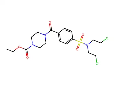 Ethyl 4-[4-[bis(2-chloroethyl)sulfamoyl]benzoyl]piperazine-1-carboxylate structure