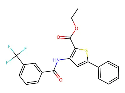 Ethyl 5-phenyl-3-(3-(trifluoromethyl)benzamido)thiophene-2-carboxylate structure