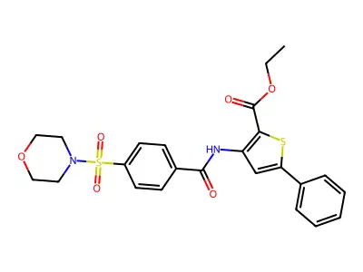 Ethyl 3-(4-(morpholinosulfonyl)benzamido)-5-phenylthiophene-2-carboxylate structure
