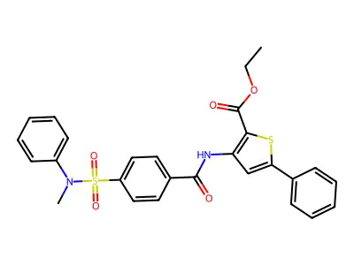 ethyl 3-{4-[methyl(phenyl)sulfamoyl]benzamido}-5-phenylthiophene-2-carboxylate structure
