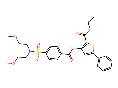 ethyl 3-(4-(N,N-bis(2-methoxyethyl)sulfamoyl)benzamido)-5-phenylthiophene-2-carboxylate structure