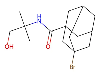3-bromo-N-(1-hydroxy-2-methylpropan-2-yl)adamantane-1-carboxamide structure
