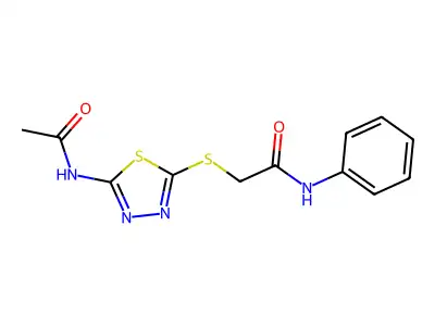 2-[(5-acetamido-1,3,4-thiadiazol-2-yl)sulfanyl]-N-phenylacetamide structure
