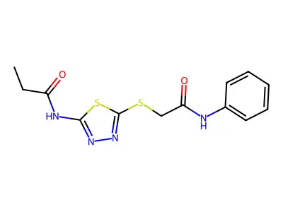 N-(5-((2-oxo-2-(phenylamino)ethyl)thio)-1,3,4-thiadiazol-2-yl)propionamide structure