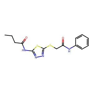 N-(5-((2-oxo-2-(phenylamino)ethyl)thio)-1,3,4-thiadiazol-2-yl)butyramide structure