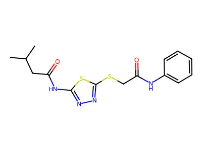 3-methyl-N-(5-((2-oxo-2-(phenylamino)ethyl)thio)-1,3,4-thiadiazol-2-yl)butanamide structure