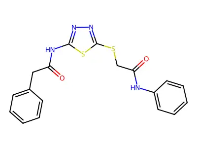 N-(5-((2-oxo-2-(phenylamino)ethyl)thio)-1,3,4-thiadiazol-2-yl)-2-phenylacetamide structure