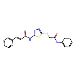 N-(5-((2-oxo-2-(phenylamino)ethyl)thio)-1,3,4-thiadiazol-2-yl)cinnamamide structure