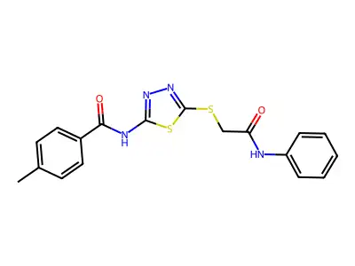 4-methyl-N-(5-((2-oxo-2-(phenylamino)ethyl)thio)-1,3,4-thiadiazol-2-yl)benzamide structure
